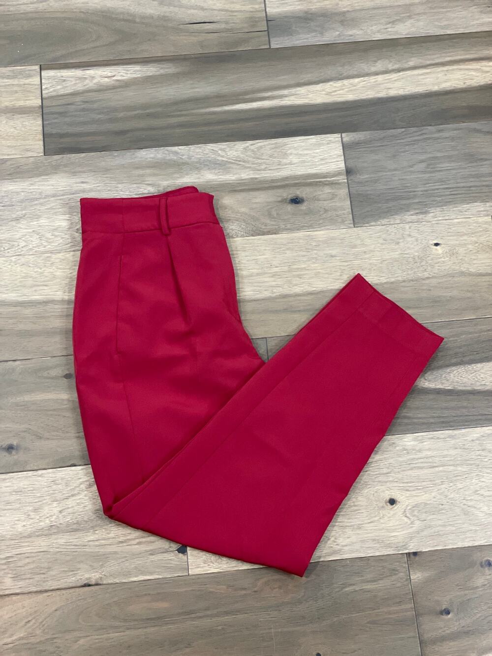 Express Red High Rise Pleated Front Ankle Pants Lightweight Size 8R